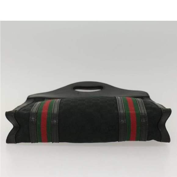 GUCCI GG CANVAS WEB SHERRY LINE TOTE PREOWNED Black/Red/Green - Picture 5 of 15